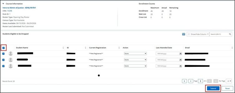 Checkbox to highlight all students