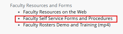 Faculty Resources and Forms