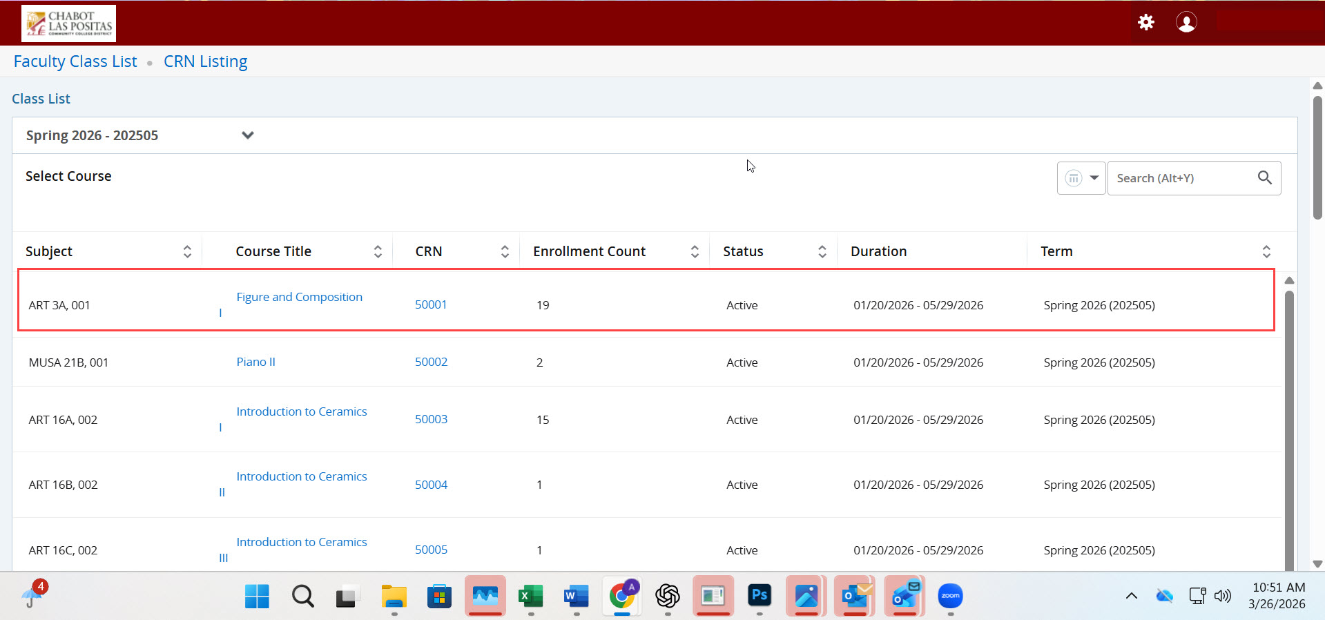 SSB9 Faculty Class List