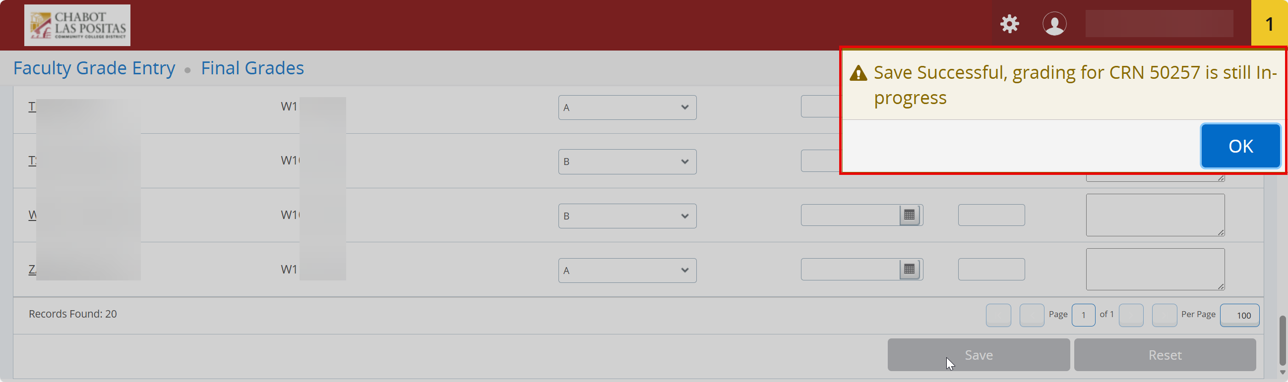 grades still in progress