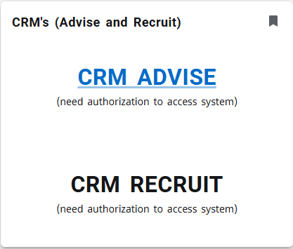 CRM's (Advise and Recruit)