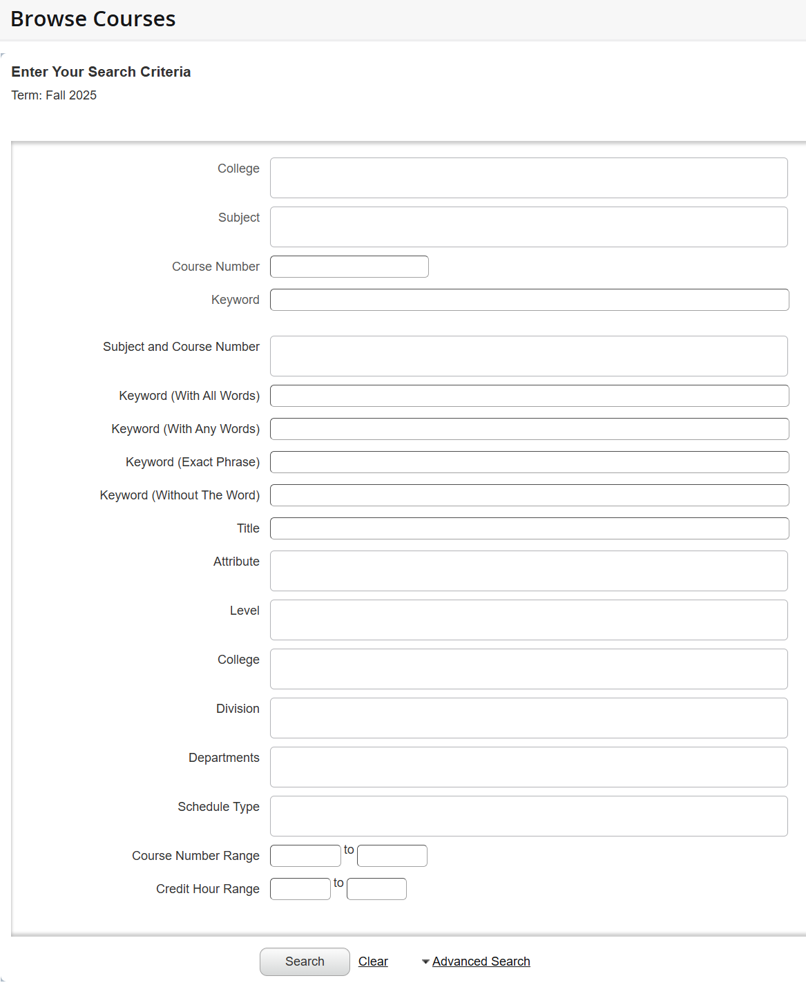 advanced search view Advanced Search