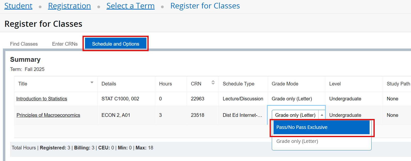 grade mode option grade mode option